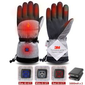 Winter Gloves 3M Cotton Heating Hand Warmer Electric Thermal Gloves Waterproof Snowboard Cycling Motorcycle Bicycle Ski Outdoor (Color1: Heating 5000mA)