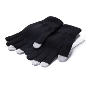 2022 New Women's Thick Knitted Gloves Girls Touch Screen Fashion Deer Pattern Sweet and Cute Autumn and Winter Warm Wool Gloves (Color1: Style 2 Black)