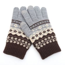 Winter Touch Screen Gloves Women Men Warm Stretch Knit Mittens Imitation Wool Full Finger Guantes Female Crochet Luvas Thicken (Color1: Style 2 Gary)