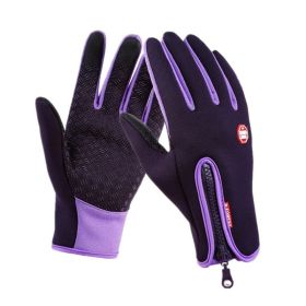 Hot Winter Gloves For Men Women Touchscreen Warm Outdoor Cycling Driving Motorcycle Cold Gloves Windproof Non-Slip Womens Gloves (Gloves Size: M, Color1: Purple)