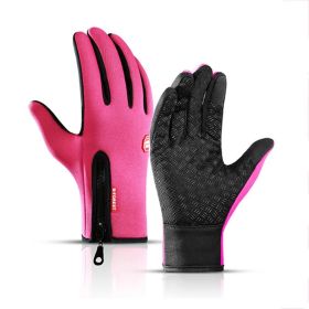 Hot Winter Gloves For Men Women Touchscreen Warm Outdoor Cycling Driving Motorcycle Cold Gloves Windproof Non-Slip Womens Gloves (Gloves Size: M, Color1: Pink)