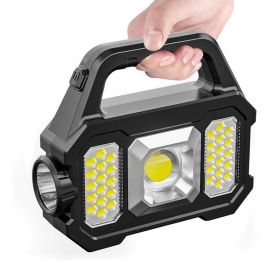 Portable Camping Fishing Multi-Modes Solar Powered USB Rechargeable Light (Type: Flashlights, Color1: Black A)