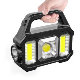 Portable Camping Fishing Multi-Modes Solar Powered USB Rechargeable Light (Type: Flashlights, Color1: Black B)