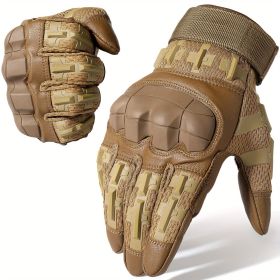 Tactical Gloves for Men - Touch Screen, Non-Slip, Full Finger Protection for Shooting, Airsoft, Military, Paintball, Motorcycle, Cycling, Hunting (Color1: Brown, size: S)