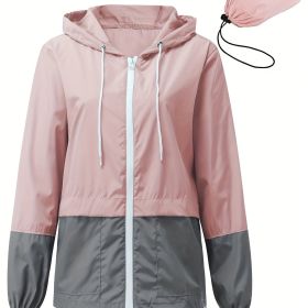 Women's Outwear Women Rain Coats Lightweight Waterproof Outdoor Rain Jacket (Color1: Pink, size: L(8/10))