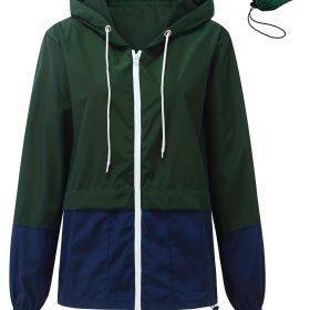 Women's Outwear Women Rain Coats Lightweight Waterproof Outdoor Rain Jacket (Color1: Dark Green, size: XXL(14))