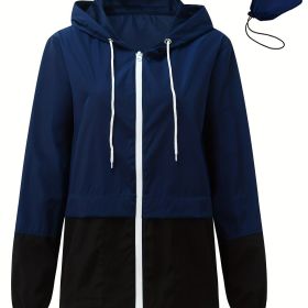 Women's Outwear Women Rain Coats Lightweight Waterproof Outdoor Rain Jacket (Color1: Dark Blue, size: XL(12))