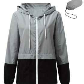 Women's Outwear Women Rain Coats Lightweight Waterproof Outdoor Rain Jacket (Color1: Grey, size: XL(12))