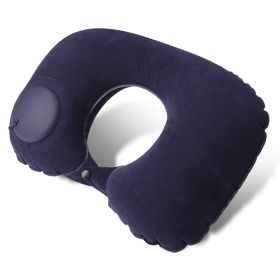 Inflatable Travel Pillow; Pressing U-shaped Neck Pillow; Portable Sleeping Pillow For Airplane; Train; Car; Office (Color1: Navy Blue)