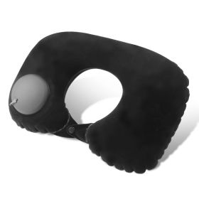 Inflatable Travel Pillow; Pressing U-shaped Neck Pillow; Portable Sleeping Pillow For Airplane; Train; Car; Office (Color1: Black)