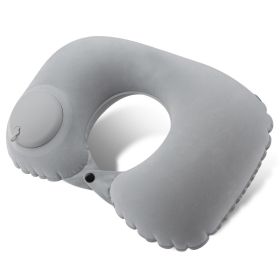 Inflatable Travel Pillow; Pressing U-shaped Neck Pillow; Portable Sleeping Pillow For Airplane; Train; Car; Office (Color1: Grey)