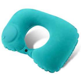 Inflatable Travel Pillow; Pressing U-shaped Neck Pillow; Portable Sleeping Pillow For Airplane; Train; Car; Office (Color1: Green)