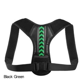 Adjustable Back Shoulder Posture Corrector Belt For Clavicle Spine Support Body Reshape Pain Relief From Neck; Back And Shoulder ( Buy A Size Up (Color1: Black Green, size: S(20-40KG))