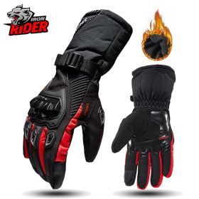Motorcycle Gloves Windproof Waterproof Guantes Moto Men Motorbike Riding Gloves Touch Screen Moto Motocross Gloves Winter (Color1: WP-02 Red Gloves, size: M)