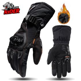 Motorcycle Gloves Windproof Waterproof Guantes Moto Men Motorbike Riding Gloves Touch Screen Moto Motocross Gloves Winter (Color1: WP-02 Black Gloves, size: L)