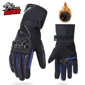 Motorcycle Gloves Windproof Waterproof Guantes Moto Men Motorbike Riding Gloves Touch Screen Moto Motocross Gloves Winter (Color1: WN-01 Blue Gloves, size: M)