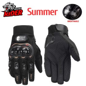 Motorcycle Gloves Windproof Waterproof Guantes Moto Men Motorbike Riding Gloves Touch Screen Moto Motocross Gloves Winter (Color1: Summer MCS-01C Black, size: XXL)