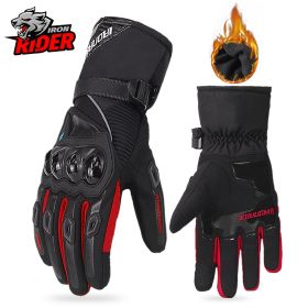 Motorcycle Gloves Windproof Waterproof Guantes Moto Men Motorbike Riding Gloves Touch Screen Moto Motocross Gloves Winter (Color1: WN-01 Red Gloves, size: XL)
