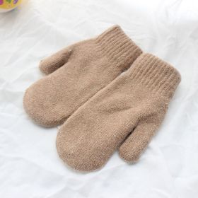 Women Winter Keep Warm Plush Gloves Elasticity Soft Full Fingers Mittens Imitation Rabbit Fur Knitted Girls Fashion Gloves (Gloves Size: One Size, Color1: Khaki)