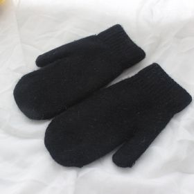 Women Winter Keep Warm Plush Gloves Elasticity Soft Full Fingers Mittens Imitation Rabbit Fur Knitted Girls Fashion Gloves (Gloves Size: One Size, Color1: Black)