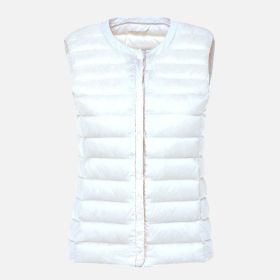 Women's Ultra Light Duck Down Vest Autumn Winter Warm Round Collar Sleeveless Coat 2019 Light Weight Korean All Match Thin Vests (Color1: White, size: XXXL)