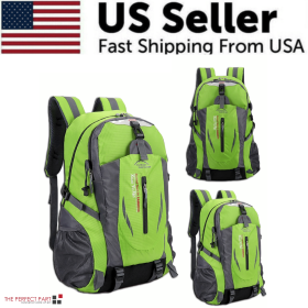 40L Men Women Travel Backpack Rucksack Camping Laptop Hiking School Book Bag USA (Color1: Green)