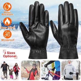 Unisex Leather Winter Warm Gloves Outdoor Windproof Soft Gloves Cycling Skiing Running Cold Winter Gloves (Color1: Black, size: XL)