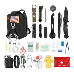 Emergency Survival Kit for Camping Hiking Adventures (Type: Survival Kit, Color1: Black)