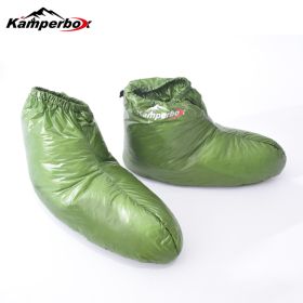 Kamperbox Down Slippers Down Socks Camping Down Booties for Sleeping Bag Camping AQ3 (Color1: Green)