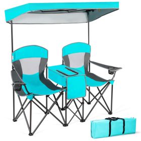 Portable Folding Camping Canopy Chairs with Cup Holder (Color1: Turquoise)