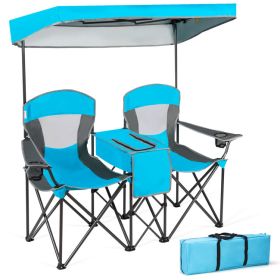 Portable Folding Camping Canopy Chairs with Cup Holder (Color1: Blue)