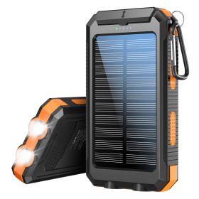 10000mAh Solar Charger Portable Power Bank USB-C Port Mobile Battery Pack for Phone (Color1: Orange)