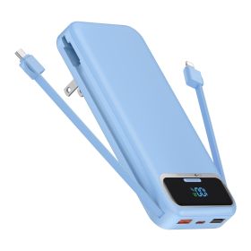 12000mAh Portable Charger Power Bank With Built In Cables (Color1: Blue)