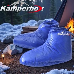 Kamperbox Down Slippers Down Socks Camping Down Booties for Sleeping Bag Camping AQ3 (Color1: Blue)