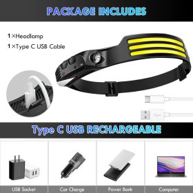 COB -LED Rechargeable Headlamp Headlight Torch Work Light Head Band Lamp 6000K (Option: W13256090)